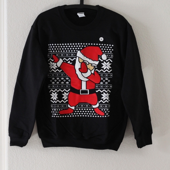 Dolls Kill Size Small Dabbin' Santa Black Sweater + Socks Bundle NWT - Picture 7 of 16